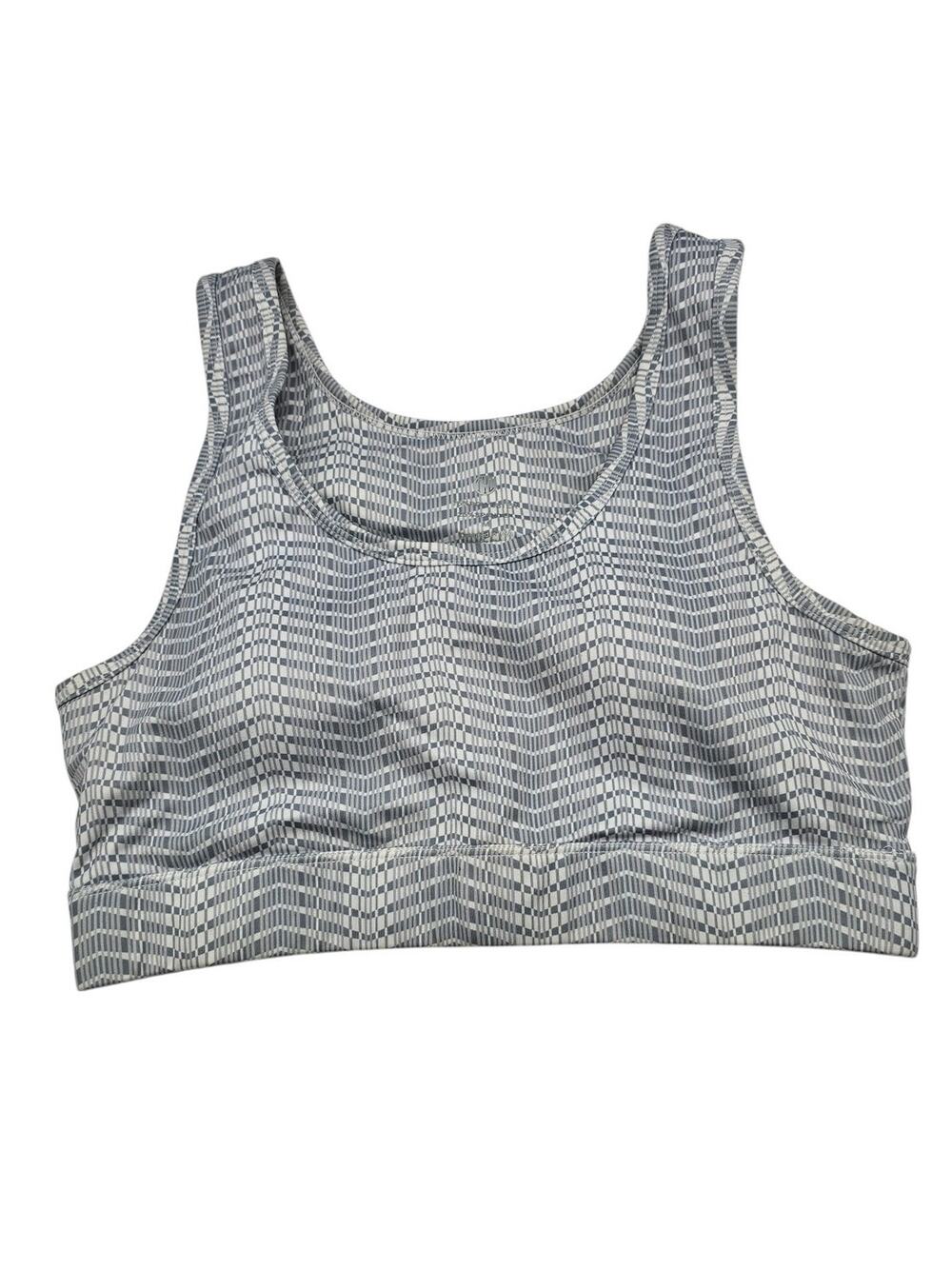 TYC Womens Sz M Classic Medium Impact Sports Bra Gray White Pattern
